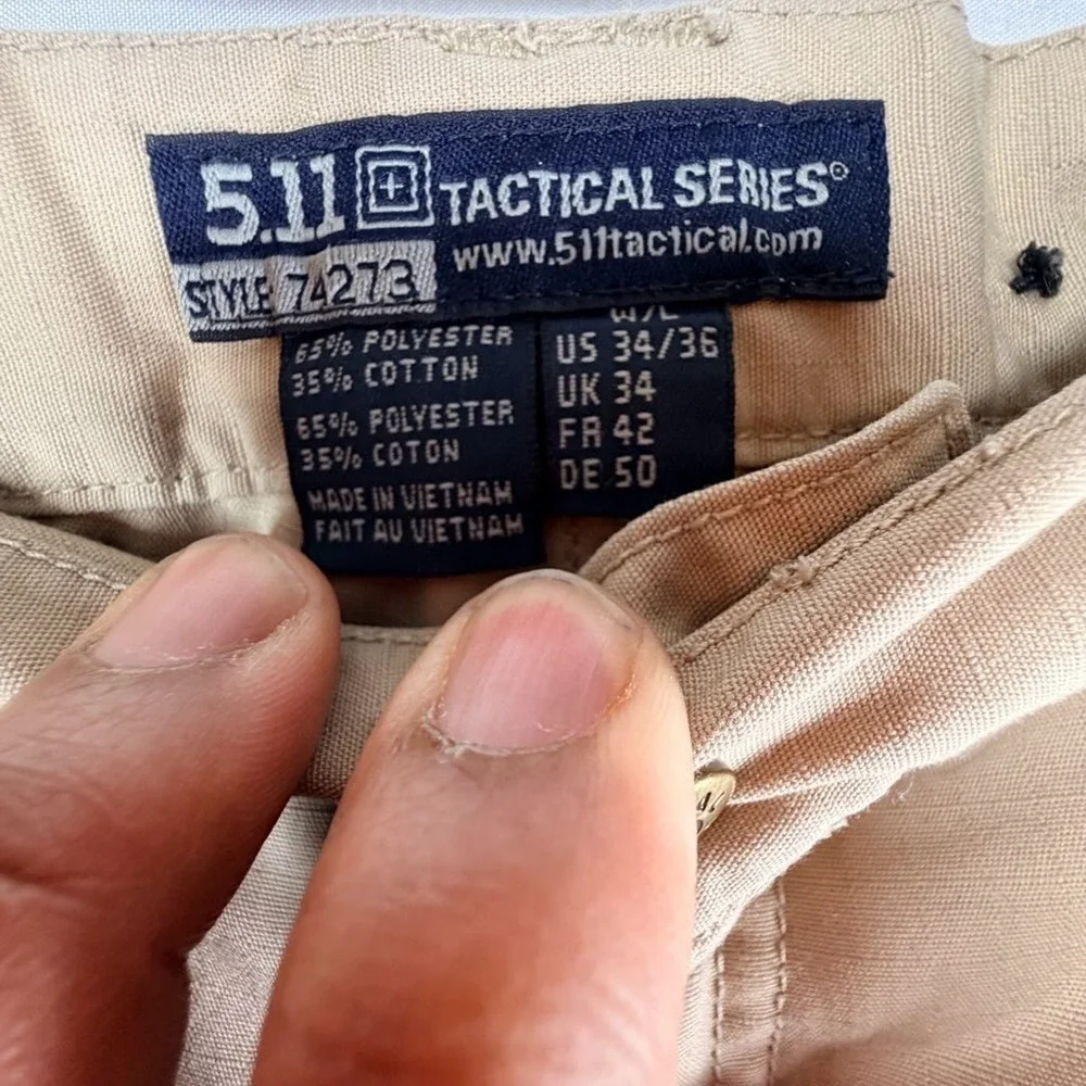5.11 Tactical Series Mens 34x32 Khaki Tan Ripstop Cargo Pants Style 74273